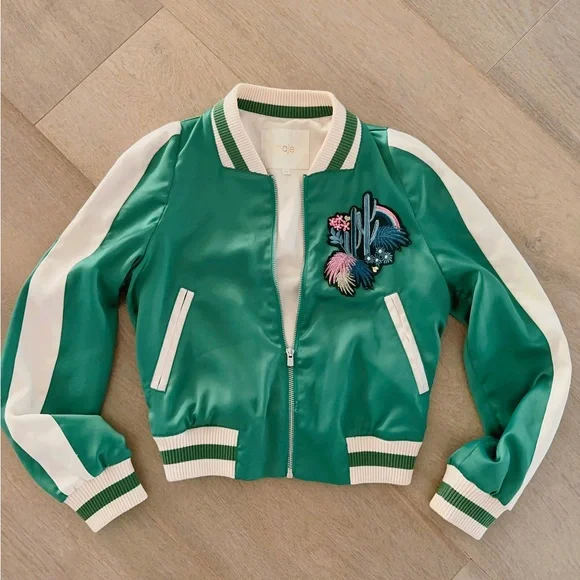 Maje satin hotsell bomber jacket